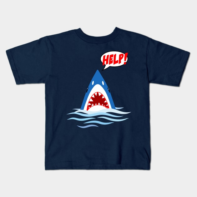 HELP THE SHARK Kids T-Shirt by KIMIDIGI